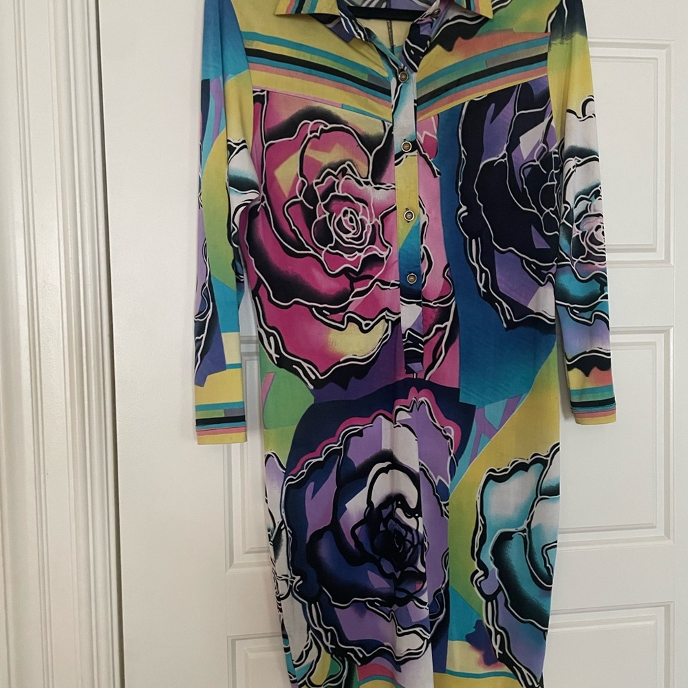Multicolor Floral Shirt Dress